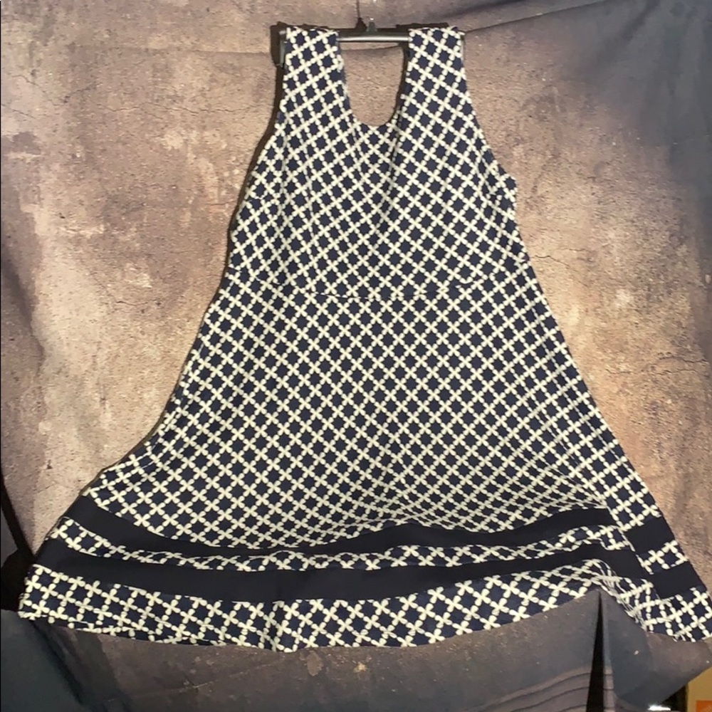 Navy Blue and White Pull On Dress